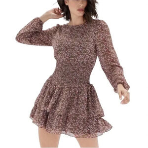 MinkPink / Revolve Women's Safi Mini Floral Long Sleeve Mini Dress NWT